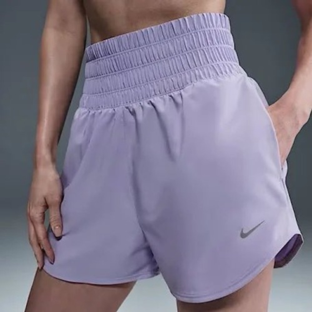 Nike One Ultra High Waisted Smocked Running Shorts Purple XL Gym Workout